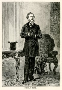 Phileas Fogg, aus In 80 Tagen um die Welt von Jules Verne, graviert von Louis Dumont, 1873