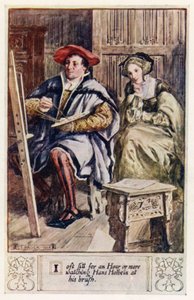 Ich sitze oft eine Stunde oder länger und beobachte Hans Holbein beim Malen von after Charles Edmund Brock
