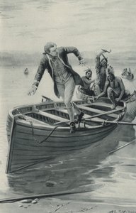 Captain James Cook springt aus seinem Boot, als die Rothäute hineinspringen von after Charles Mills Sheldon