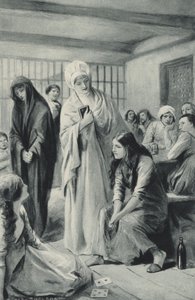Elizabeth Fry geht frei in und aus den Verliesen von Newgate von after Charles Mills Sheldon