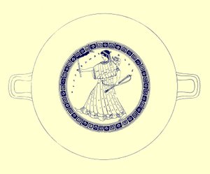 Artemis mit Bogen, Pfeil und Fackel, Illustration aus Griechische Vasenmalereien von J. E. Harrison und D. S. MacColl, veröffentlicht 1894