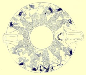 Tanz der Mänaden zu Dionysos, Illustration aus Griechische Vasenmalereien von J. E. Harrison und D. S. MacColl, veröffentlicht 1894