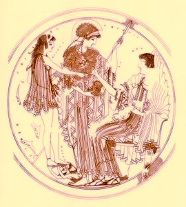 Theseus und Amphitrite, Illustration aus Griechische Vasenmalereien von J. E. Harrison und D. S. MacColl, veröffentlicht 1894 von after English School