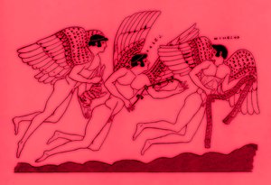 Drei geflügelte Liebesgötter, Illustration aus Griechische Vasenmalereien von J. E. Harrison und D. S. MacColl, veröffentlicht 1894 von after English School