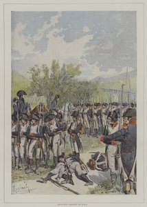 Bonaparte geht durch die Reihen seiner Armee von after Felicien baron de Myrbach Rheinfeld