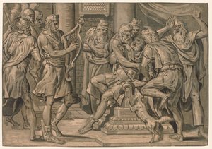 David spielt die Harfe vor Saul