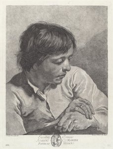 Ein junger Mann mit verschränkten Händen von after Giovanni Battista Piazzetta Pietro Scattaglia and Innocente Alessandri