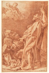 Die Madonna und das Kind mit den Heiligen Antonius Abt und Jakobus dem Älteren von after Giovanni Lanfranco