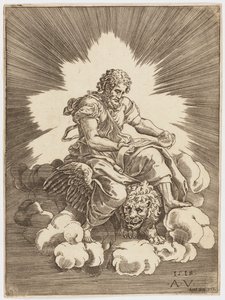 Heiliger Markus, auf einem Löwen sitzend von after Giulio Romano