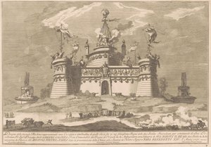 Die zweite Maschine für die Chinea von 1757: Die Festung von Schlaraffenland von after Giuseppe Palazzi Giuseppe Pozzi after Paolo Posi
