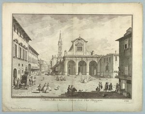 Ansicht von Florenz, Platte aus "Scelta di XXIV Vedute delle principali contrade, piazze, chiese, e palazzi della Città di Firenze" von after Giuseppe Zocchi