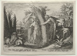 Pan verfolgt Syrinx von after Hendrick Goltzius