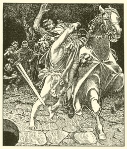 Sir Kay und der Waldwahnsinnige von after Howard Pyle