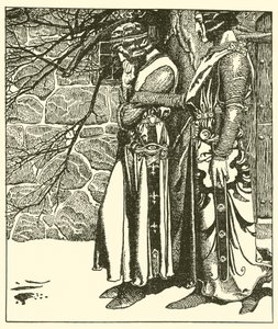 Sir Kay unterbricht die Meditationen von Sir Percival von after Howard Pyle