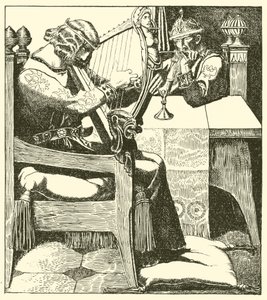 Sir Tristram spielt Harfe vor König Mark von after Howard Pyle
