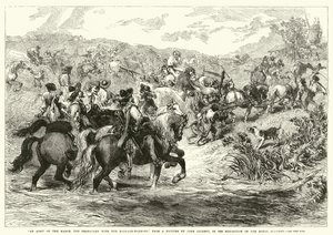 Eine Armee auf dem Marsch, die Nachhut mit den Gepäckwagen, in der Ausstellung der Royal Academy von after John Gilbert