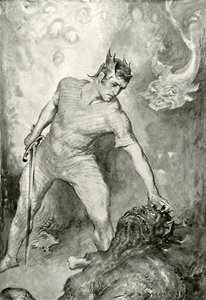 Beowulf schlägt Grendel den Kopf ab