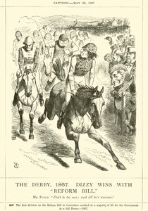 Das Derby, 1867, Dizzy gewinnt mit Reform Bill von after John Tenniel