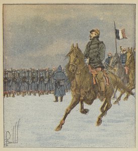 Chanzy und sein Stab inspizieren die Schlachtlinie vor dem Kampf am 8. Dezember von after Louis Charles Bombled
