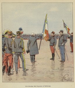 Fahnenehrung in Sathonay von after Louis Charles Bombled