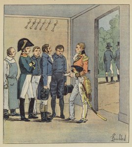 Hudson Lowe verhört die Diener Napoleons von after Louis Charles Bombled