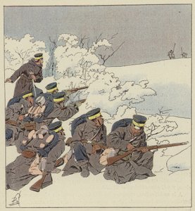 Japanische Infanterie in Winterfelduniform von after Louis Charles Bombled