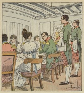 Der Kaiser hatte zu seiner Linken Mme de Montholon von after Louis Charles Bombled