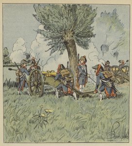 Das Kanonenduell begann von einem Ufer zum anderen von after Louis Charles Bombled