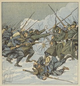 Die Kompanie Boudot vom 11. Jägerregiment stürmt auf eine deutsche Batterie von after Louis Charles Bombled
