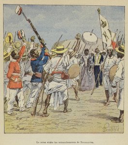 Die Königin besucht die Befestigungen von Tananarive von after Louis Charles Bombled