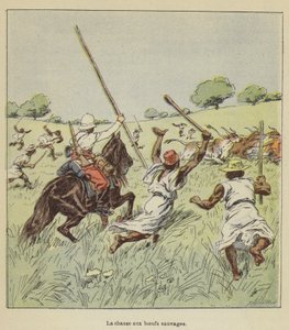 Die Jagd auf wilde Ochsen von after Louis Charles Bombled