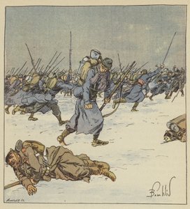 Der Jäger Martin vom 10. Bataillon lässt sein Bajonett im Körper eines preußischen Unteroffiziers von after Louis Charles Bombled