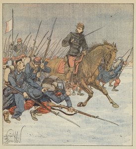General Deflandre führt ein Bataillon zum Angriff auf Layes von after Louis Charles Bombled