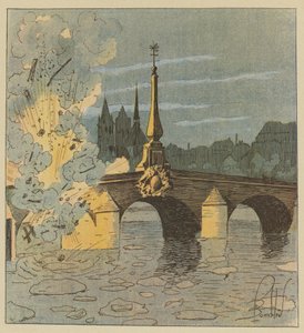 Die Preußen sprengen die Brücke von Blois, um unserer Verfolgung zu entkommen von after Louis Charles Bombled