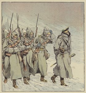 Erzwungener Marsch der russischen Infanterie in der Mandschurei von after Louis Charles Bombled