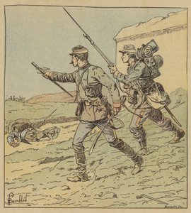 Offizier und Soldat der Mobilen im Kampf von Toury von after Louis Charles Bombled