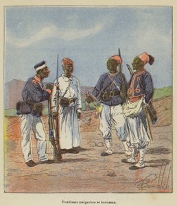 Malagassische und Haussa-Schützen von after Louis Charles Bombled