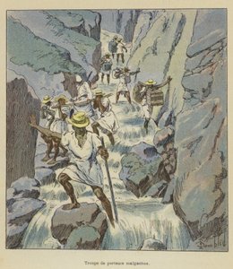 Gruppe madagassischer Träger von after Louis Charles Bombled