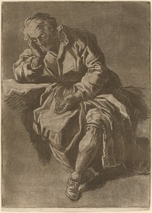 Ein sitzender, schlafender älterer Mann
