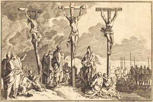 Die Jungfrau, der heilige Johannes und Maria Magdalena am Fuß des Kreuzes von after Sébastien Le Clerc I