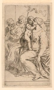 Die Heilige Familie mit dem Heiligen Johannes von after Simone Cantarini