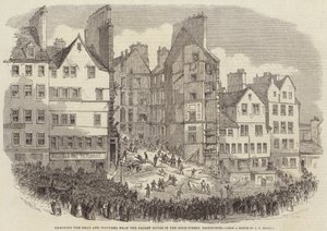 Beseitigung der Toten und Verwundeten aus dem eingestürzten Haus in der High-Street, Edinburgh