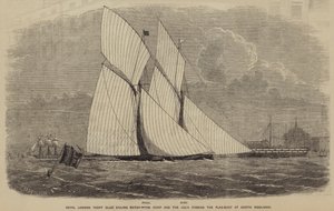 Segelwettbewerb des Royal London Yacht Club, die Romp und die Julia passieren die Flaggenboje in North Woolwich von after Thomas Harrington Wilson