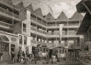 Das alte Bull and Mouth Inn, St. Martins-le-Grand, 1831 von Thomas Hosmer after Shepherd