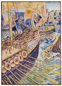 Schiff prallte gegen Schiff, bis die persischen Toten die Tiefe wie Blumen bedeckten von after Walter Crane