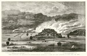 Die Eroberung der Festung von Sekukuni, Gesamtansicht des Angriffs, 10 Uhr morgens, 28. November 1879