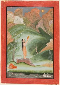 Eine Frau betet die aufgehende Sonne an (Surya Puja) von attributed to Chokha