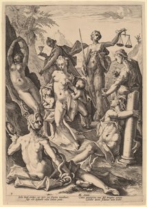 Die Sieben Tugenden von attributed to Jacob Matham, after Hendrik Goltzius