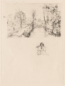 Landschaft mit Brücke und Kind von attributed to Jean Louis Richter