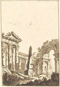 Capriccio mit Ruinen und einem Obelisken